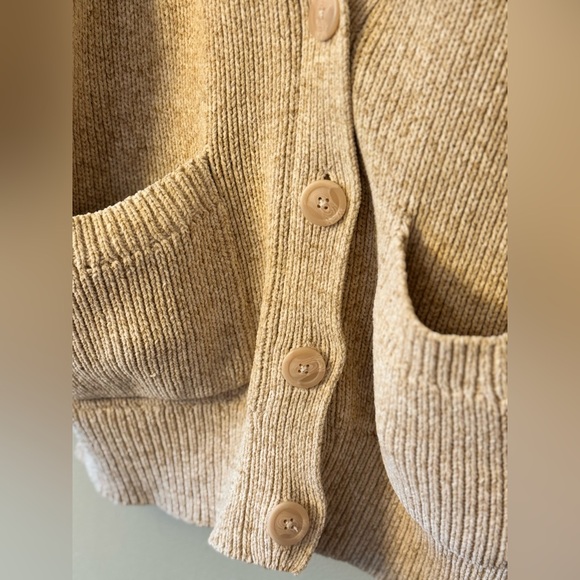 Abercrombie & Fitch oversized oatmeal button cardigan sweater cream medium m - Picture 2 of 11